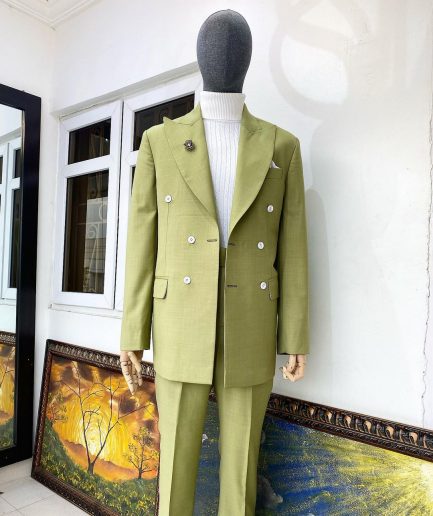 A Lemon Green Double Breasted Peak Lapel Suit