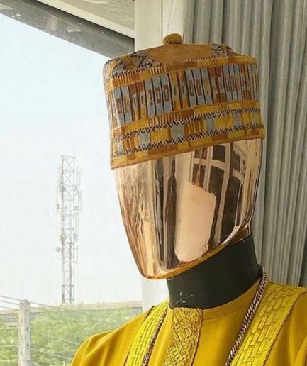 A Mustard Yellow mix Hausa Fulani hat.