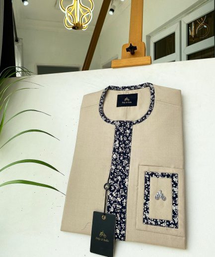 A Carton-coloured Swarovski stone detailing on the flap and pocket African Kaftan and Sokoto