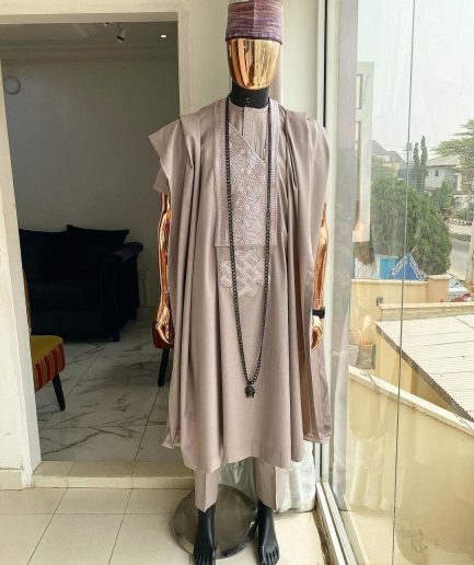 A Light Onions Color with embroidery Agbada