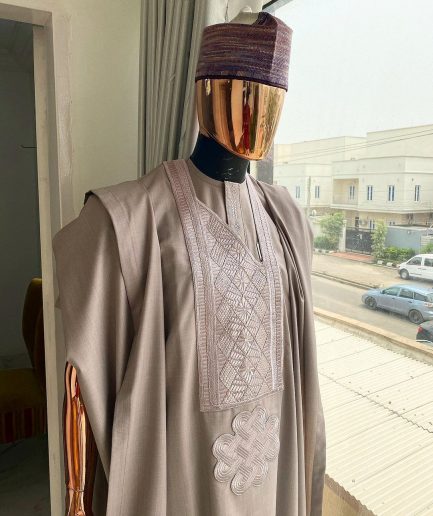 A Light Onions Color with embroidery Agbada