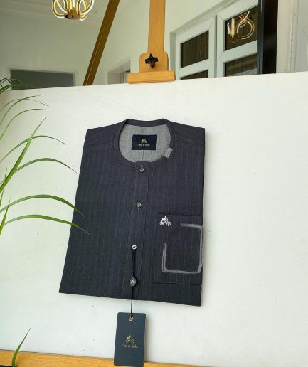 A dark grey stripe senator kaftan