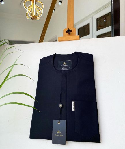 A Charcoal Black front flap Senator kaftan and Sokoto