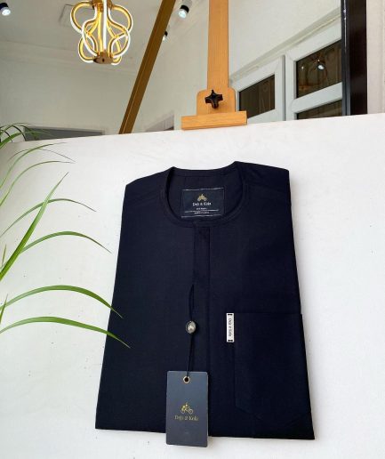 A Charcoal Black front flap Senator kaftan and Sokoto