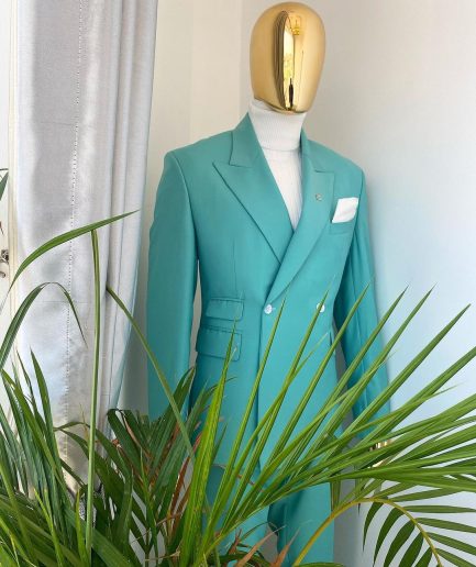 A Light Green Double Breasted Suit