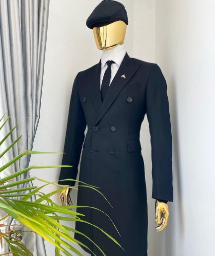 A Charcoal Black Bespoke “Peaky Blinders” Peak Lapel Suit