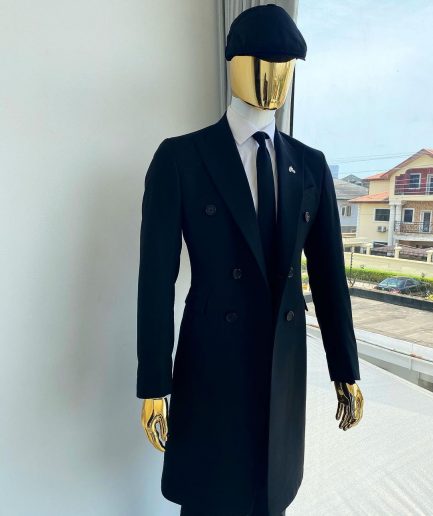 A Charcoal Black Bespoke “Peaky Blinders” Peak Lapel Suit