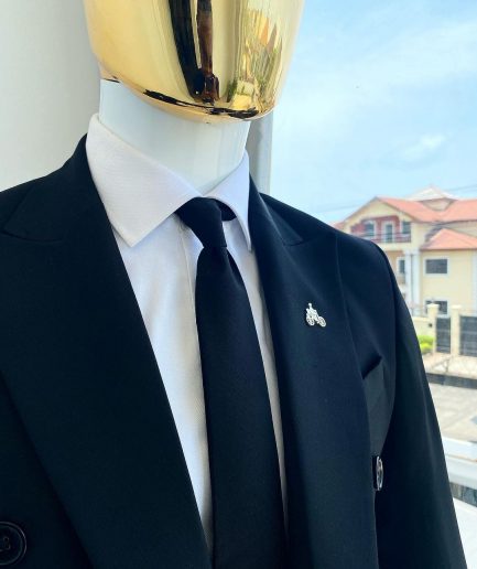 A Charcoal Black Bespoke “Peaky Blinders” Peak Lapel Suit