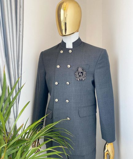A Reloaded Grey Pin Stripe “French” double breasted safari suit
