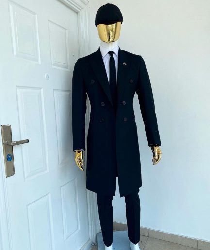 A Charcoal Black Bespoke “Peaky Blinders” Peak Lapel Suit