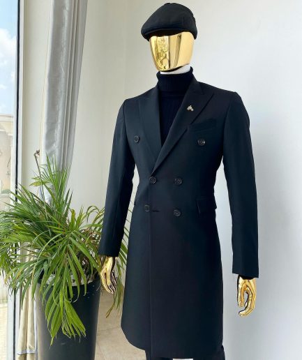 A Charcoal Black Bespoke “Peaky Blinders” Peak Lapel Suit