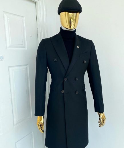 A Charcoal Black Bespoke “Peaky Blinders” Peak Lapel Suit