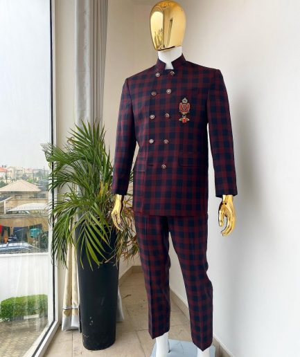 A Reloaded red and black check “French” double breasted safari suit