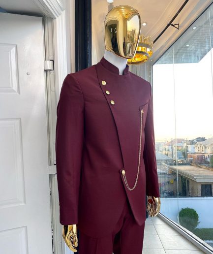 A Reloaded Burgundy Separated Buttons “French” Safari Suit