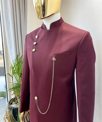 A Reloaded Burgundy Separated Buttons “French” Safari Suit