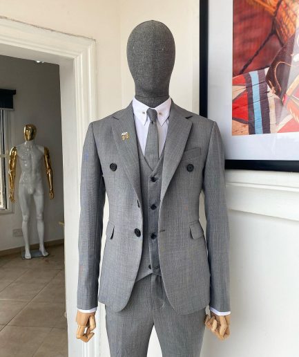 An Irish Grey Nobility Fabric - “Board Room” 2 Button Notch Lapel Suit