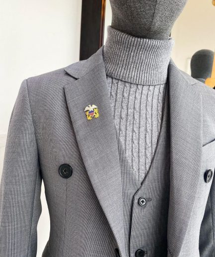 An Irish Grey Nobility Fabric - “Board Room” 2 Button Smart Causal Suit