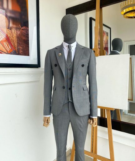 An Irish Grey Nobility Fabric - “Board Room” 2 Button Notch Lapel Suit