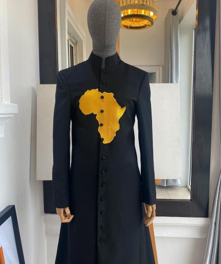 A Charcoal Black “Road To Wakanda” Regal Safari Suit