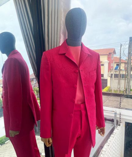 A Fuchsia Pink Floral Safari Suit.