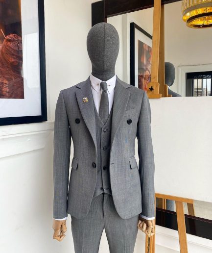 An Irish Grey Nobility Fabric - “Board Room” 2 Button Notch Lapel Suit