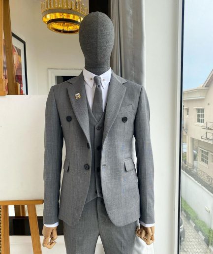 An Irish Grey Nobility Fabric - “Board Room” 2 Button Notch Lapel Suit