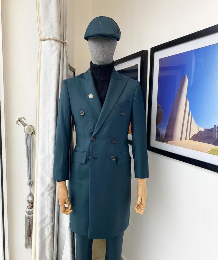 An Emerald Green Bespoke Reloaded “Peaky Blinders” Peak Lapel Suit