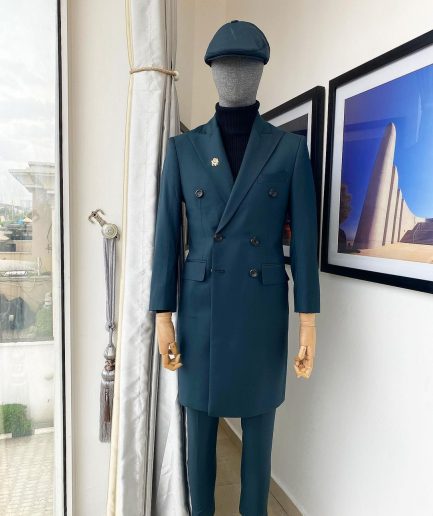 An Emerald Green Bespoke Reloaded “Peaky Blinders” Peak Lapel Suit