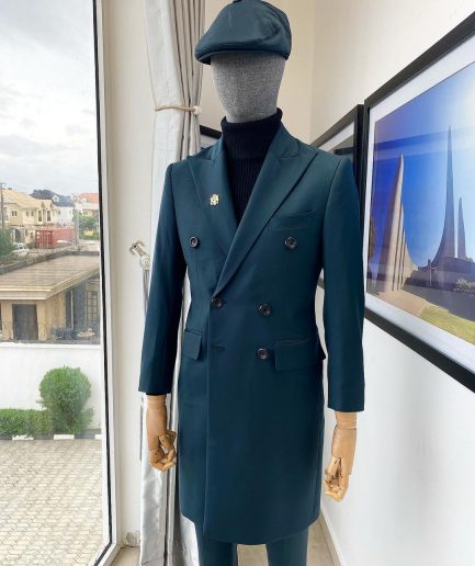 An Emerald Green Bespoke Reloaded “Peaky Blinders” Peak Lapel Suit