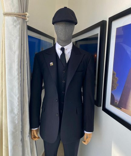 A reloaded Peaky Blinder @scabal (753396) - Eton Super 130’s fabric charcoal black peak lapel suit