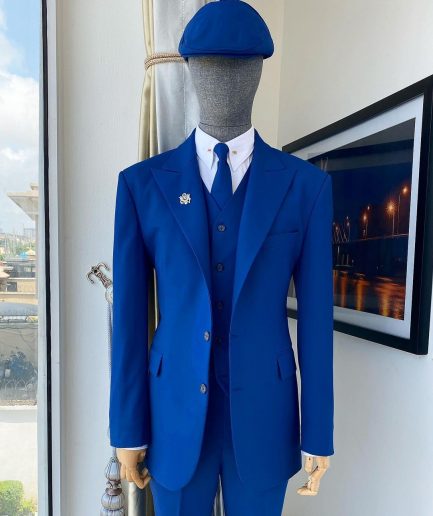 A cobalt blue “peaky blinders” Cool wool @scabal (501090) fabric peak lapel suit
