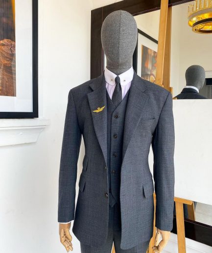 A “Board Room” Jorgecarli Classic Super 140’s Fabric Shadow Grey Notch Lapel Suit