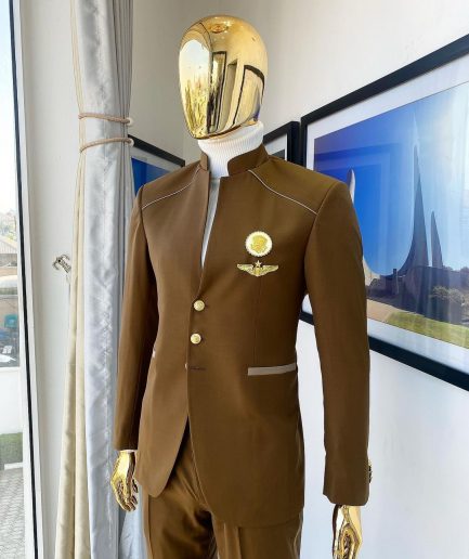 A Coffee Brown Reloaded “7th Battalion” Tuxedo Suit