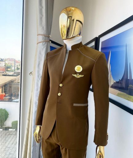 A Coffee Brown Reloaded “7th Battalion” Tuxedo Suit