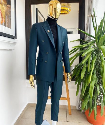 A Sacramento Green Double Breasted Blazer Suit