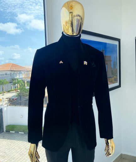 A Charcoal Black, Soaked Velvet Shawl Lapel Tuxedo Suit