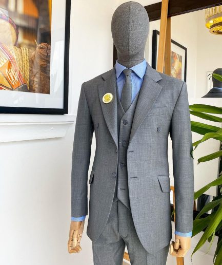 An Irish grey – “Board Room” Notch Lapel 2 Button Suit
