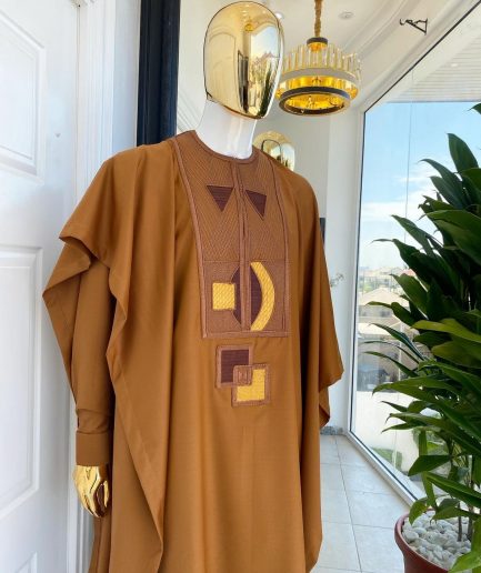 A Tawny brown Connected embroidery Agbada