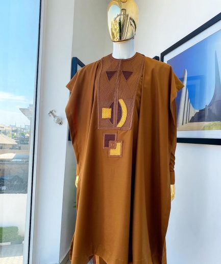 A Tawny brown Connected embroidery Agbada