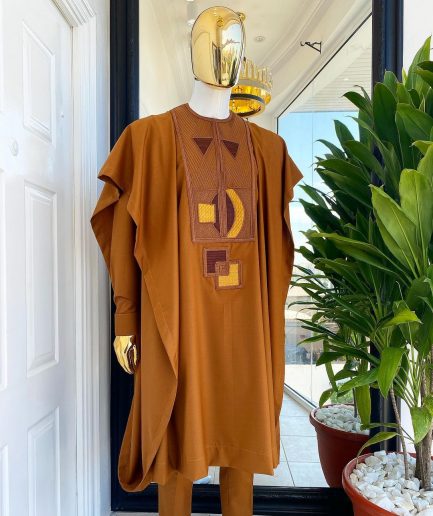 A Tawny brown Connected embroidery Agbada