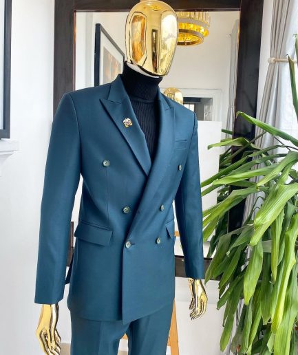 A Sacramento Green Double Breasted Blazer Suit