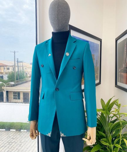 A Jungle Green Notch Lapel Suit