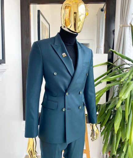 A Sacramento Green Double Breasted Blazer Suit