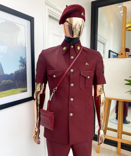 A Burgundy Reloaded Vintage “Havana” French Safari Suit.