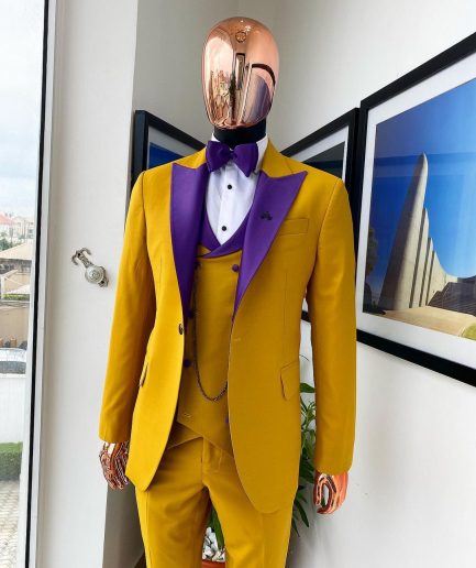 A Peak Lapel Pantone Gold Tuxedo Suit