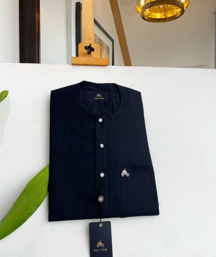 A Charcoal black, clear view silver Swarovski buttons, patch pocket details African traditional senator kaftan native.
