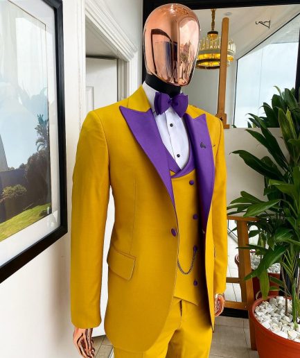 A Peak Lapel Pantone Gold Tuxedo Suit