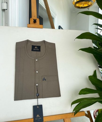 An Ash grey, Front Flap with Swarovski button details African traditional senator kaftan native.
