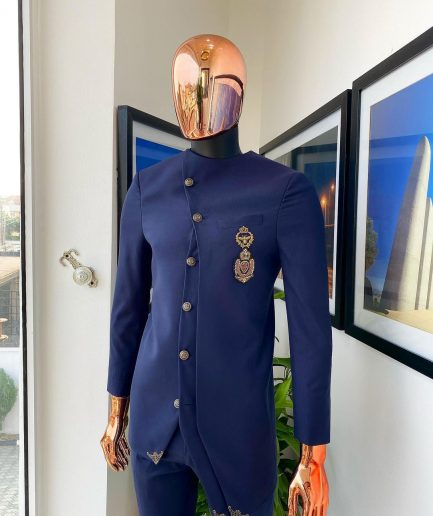 A Navy Blue Reloaded Triple Layer and Adjacent Cut “French” Safari Suit