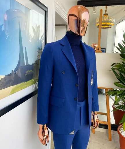 A Navy Blue Notch Lapel, 2 Button Suit